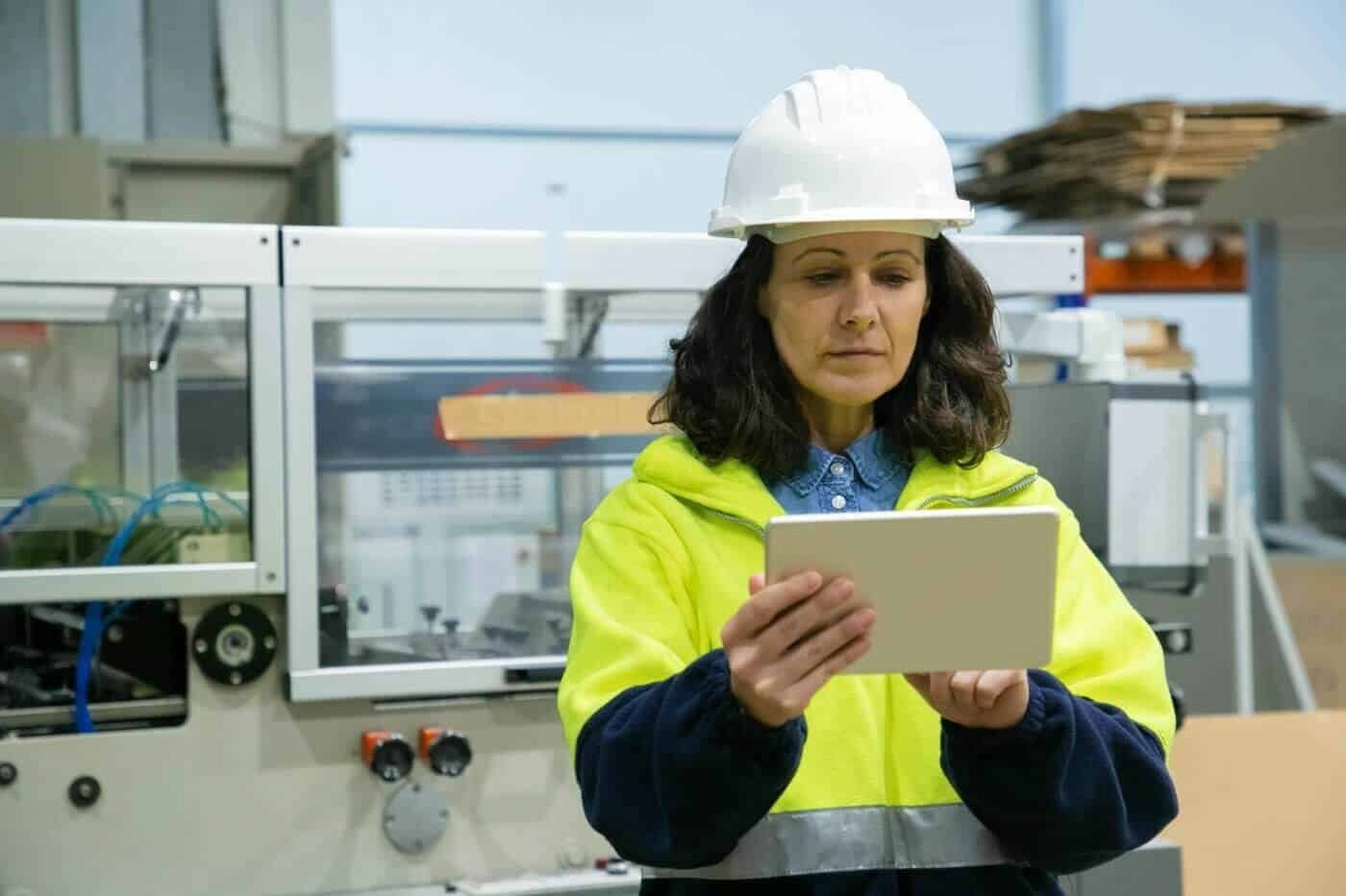 Forewoman reviewing notes