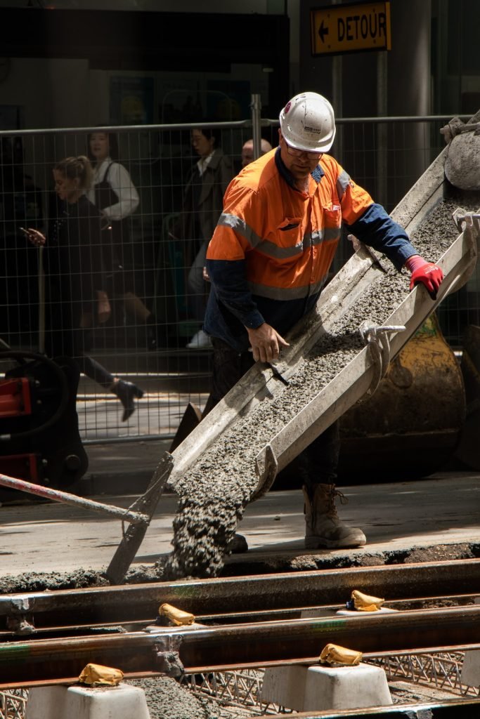 Pouring Concrete on Construction Site
