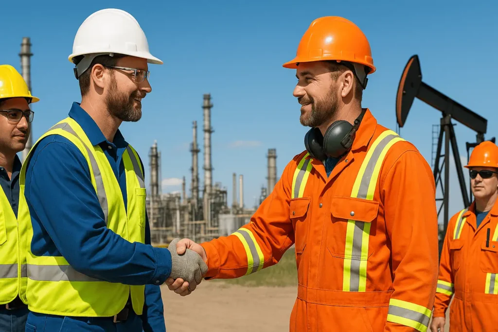 How to Get COR Certified in Alberta Your Complete Step-by-Step Guide for 2025 4 Two men shaking hands on an oil and gas construction site